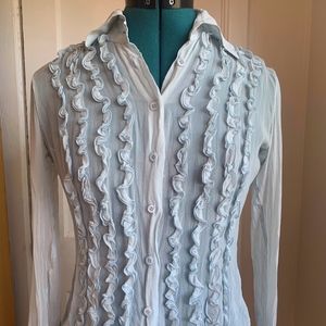 Vintage Gucci Sheer Button-down w/ Ruffles